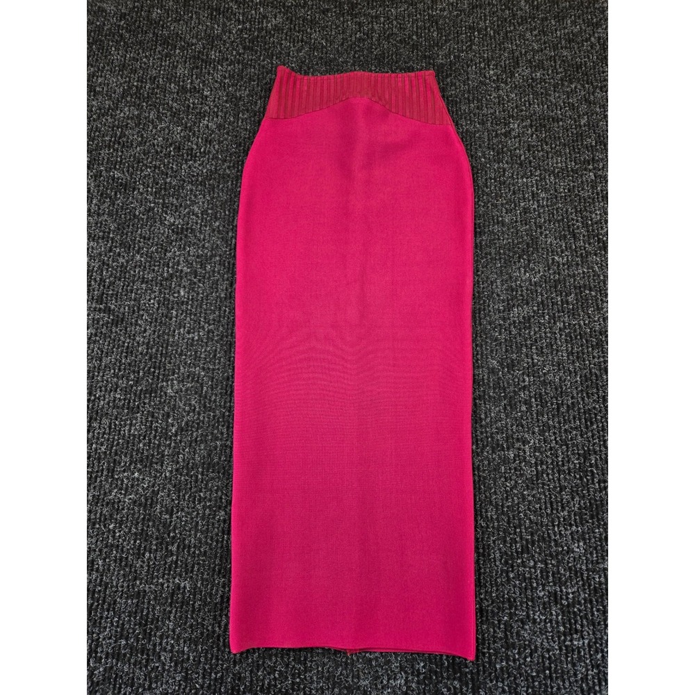 Oh Polly Magenta Bandage Midi Skirt Womens XS High Waisted Bodycon Fuchsia Pink